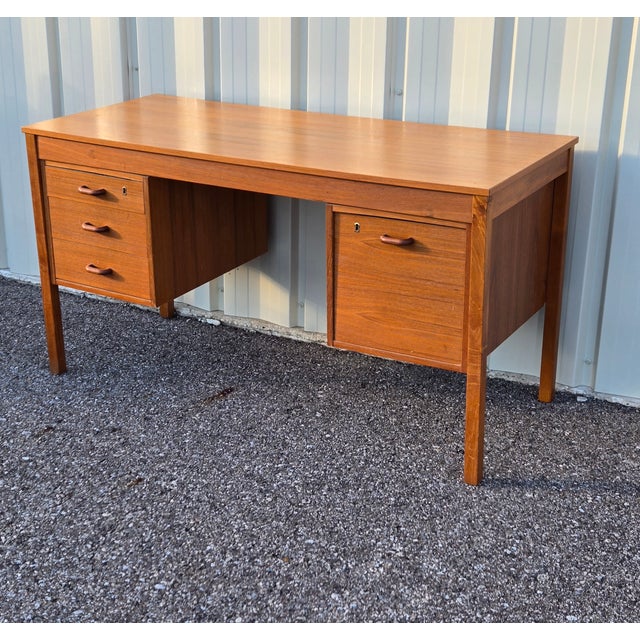 Wood 1960s Domino Mobler Teak Knee Hole Desk For Sale - Image 7 of 9