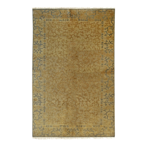 8x10 Warm Bianca Yellow Field Geometric Modern Hand Knotted Wool Carpet Rug