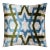 Hand-Knotted Silk Velvet Ikat Pillow - 16x16 Azure & Olive Star Lattice For Sale