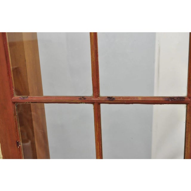 Antique Colonial Primitive Cherry Wood Glass Front Corner China Cabinet Cupboard For Sale - Image 16 of 18