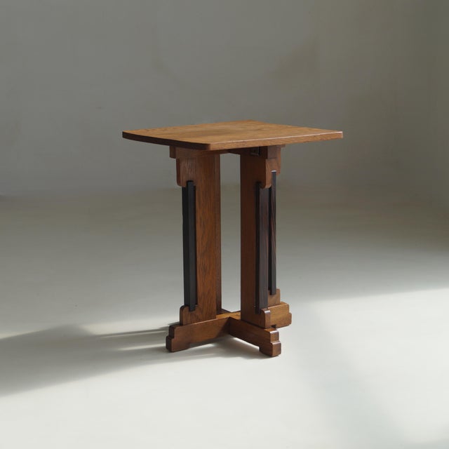 A rare art deco accent table by p.e.l. Izeren for de genneper molen, dating to around 1920 and bearing the original...