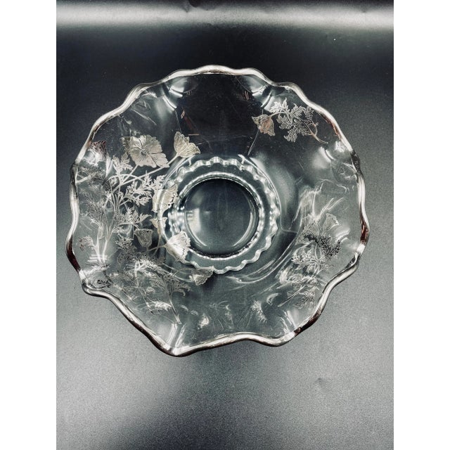 Mid 20th Century Silver City Glass Co. “Flanders Clear” Crumple Glass Compote & Corresponding Bowl Set - 2 Pieces For Sale In Los Angeles - Image 6 of 12
