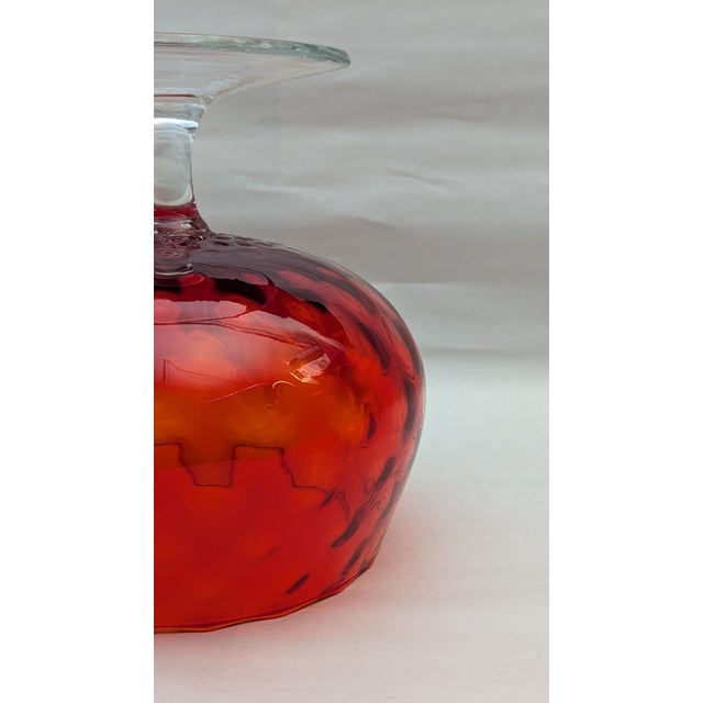 Glass 1950s Empoli Glass Red Vase For Sale - Image 7 of 8