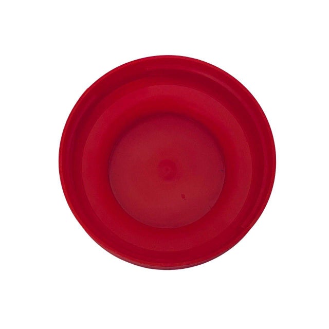 Glass Vintage Anchor Hocking Wexford Pattern Glass Canister With a Red Plastic Lid 70s For Sale - Image 7 of 8