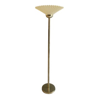 Vintage 1980s Art Deco Brass and Acrylic Flower Petal Floor Lamp For Sale
