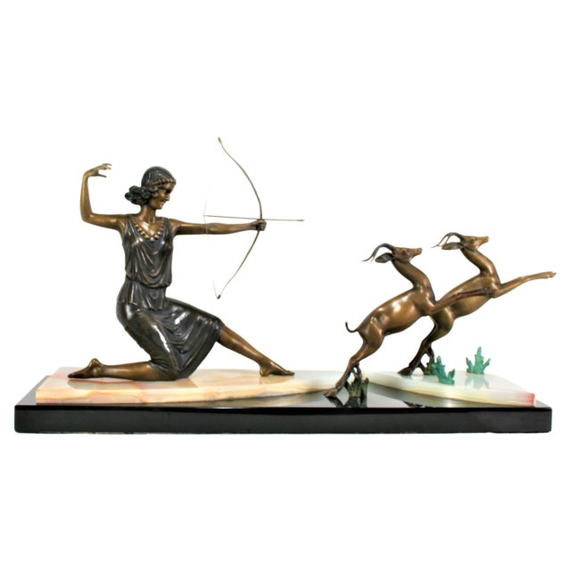 Art Deco 1990s Art Deco/Modern Bronze Sculpture Dianna For Sale - Image 3 of 17