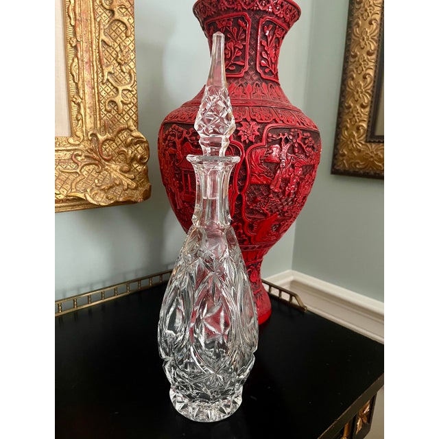 Transparent Tall Hollywood Regency Chic & Sleek Liquor Decanter For Sale - Image 8 of 8