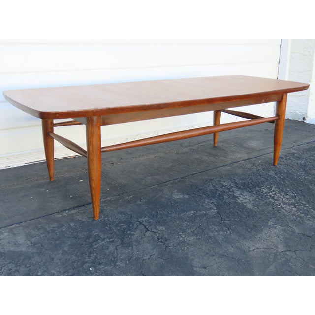 Wood Mid Century Modern Long Low Coffee Table 6402 For Sale - Image 7 of 12