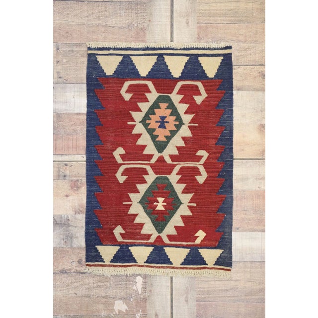 Red Vintage Persian Shiraz Kilim Rug - 01'11 X 02'11 For Sale - Image 8 of 9
