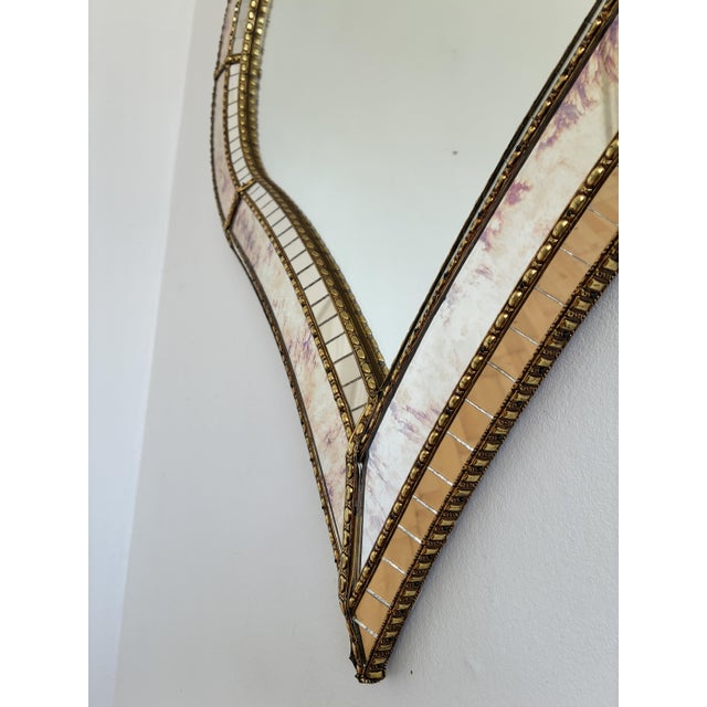 Large Vintage Spanish Venetian-Style Wall Mirror, Brass, 1980s Hollywood Regency For Sale - Image 10 of 12