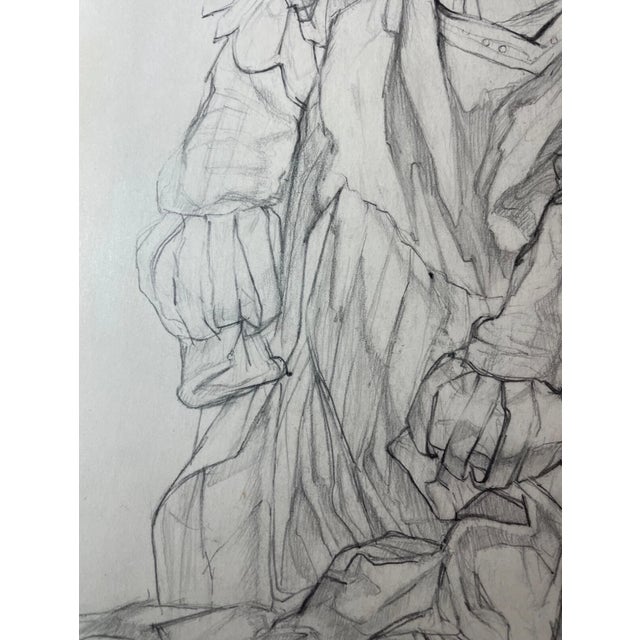 Original 1949 Vintage E. Meyer Dress Clothing Study Pencil Drawing Illustration For Sale - Image 12 of 16