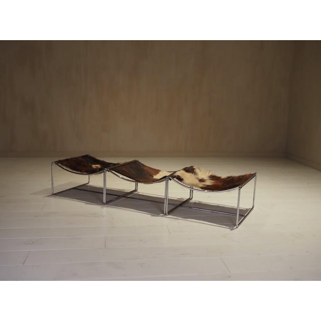 Presenting a rare and exquisite set of three cowhide stools by the celebrated French designer and artist Odile Mir. These...