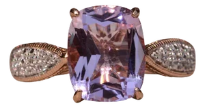 The Gilbert Road: Very Light Pinkish-Purple Amethyst and Diamond Ring in Rose Gold