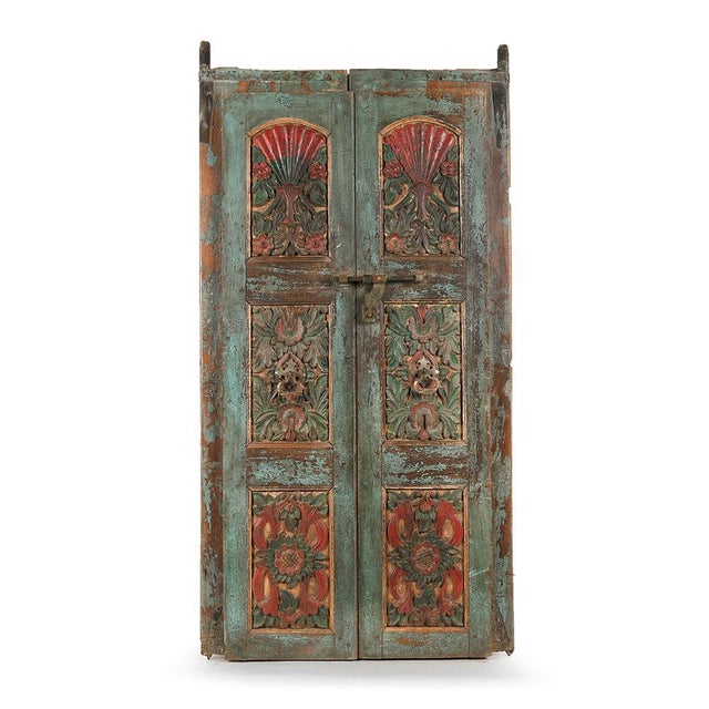 Vintage Weathered Polychrome Wooden Door For Sale - Image 6 of 6
