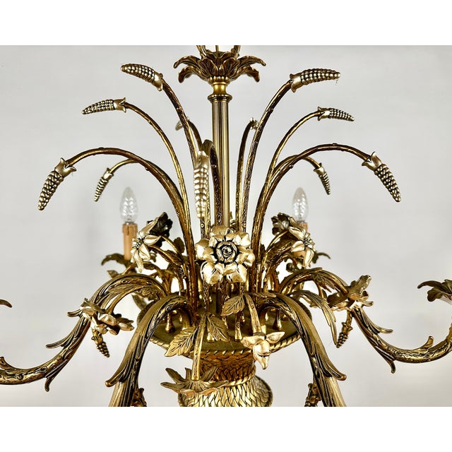 Mid-Century Modern Vintage French Bronze Chandelier, 1960s For Sale - Image 3 of 11