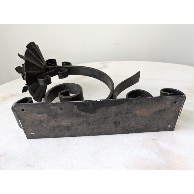 Metal Vintage Spanish Revival Large Wrought Iron Candle Wall Sconces For Sale - Image 7 of 7