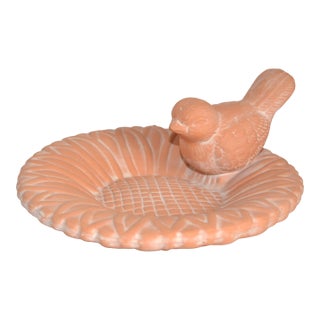 Vintage Ceramic Bird Dish Bath Planter Natural Tan Pottery McCoy Style For Sale
