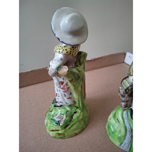 Pair of 18th Century Pearlware Porcelain Figures For Sale - Image 4 of 12