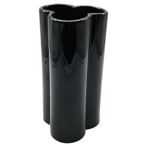 Ceramic Vintage Three Leaf Vase in Black Ceramic, 1970s For Sale - Image 7 of 7
