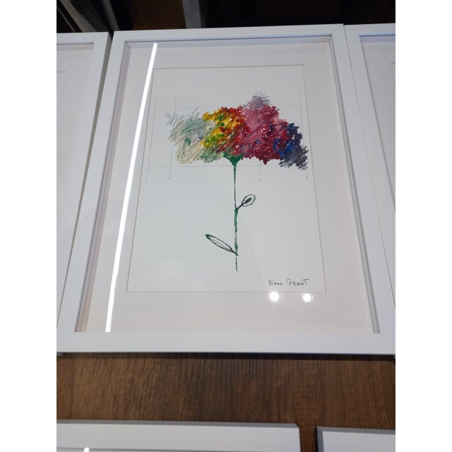 Cy Twombly Inspired High-End Framed Organic Modern Original Floral Painting by Diane Grant / Contemporary Herbarium For Sale - Image 6 of 7