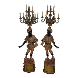 1950’s Made in Italy Figural Floor Lamps Torchieres a Pair For Sale