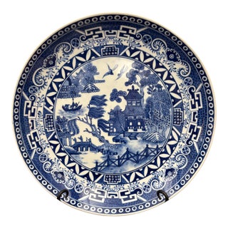 Large Late 20th Century Blue and White Platter For Sale