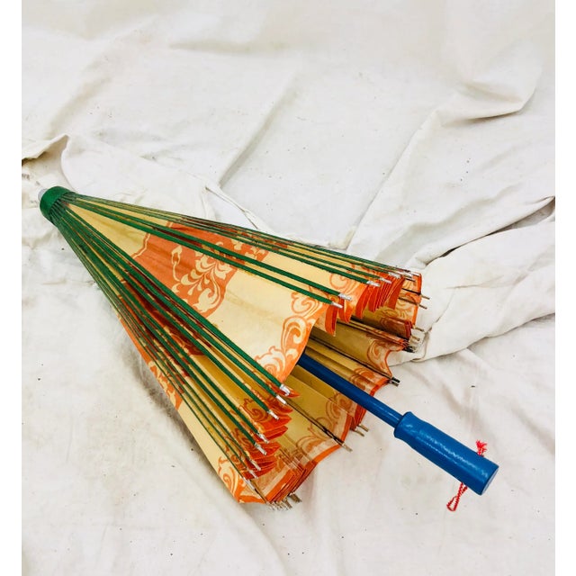 Wood Vintage Chinese Asian Parasol Umbrella For Sale - Image 7 of 8