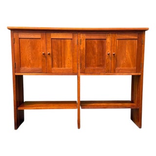 Late 20th Century Solid Cherry Sideboard Console Table | Stickley Style | Four Doors With Open Lower Shelf For Sale