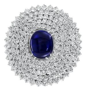 GIA Certified 18.41 Ct Sapphire & 21 Ct Diamond VVS/E-F Color Pin Set 18 KWG