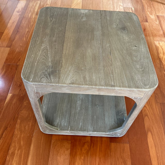 Rustic European Restoration Hardware Martens Elm Square Side Table For Sale - Image 3 of 6