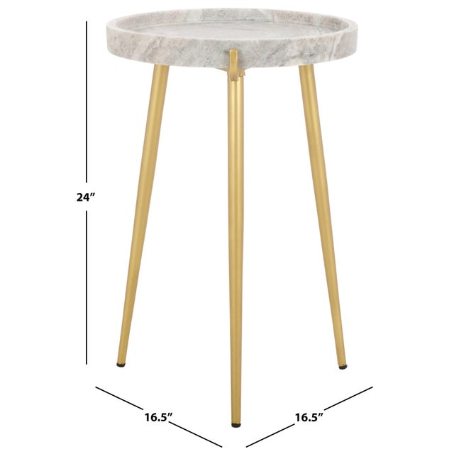 Contemporary Bonn Marble Side Table in Brown Grey / Gold For Sale - Image 3 of 8