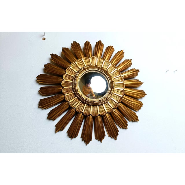 Vintage Gilt Sunburst Mirror, 1960s For Sale - Image 9 of 15