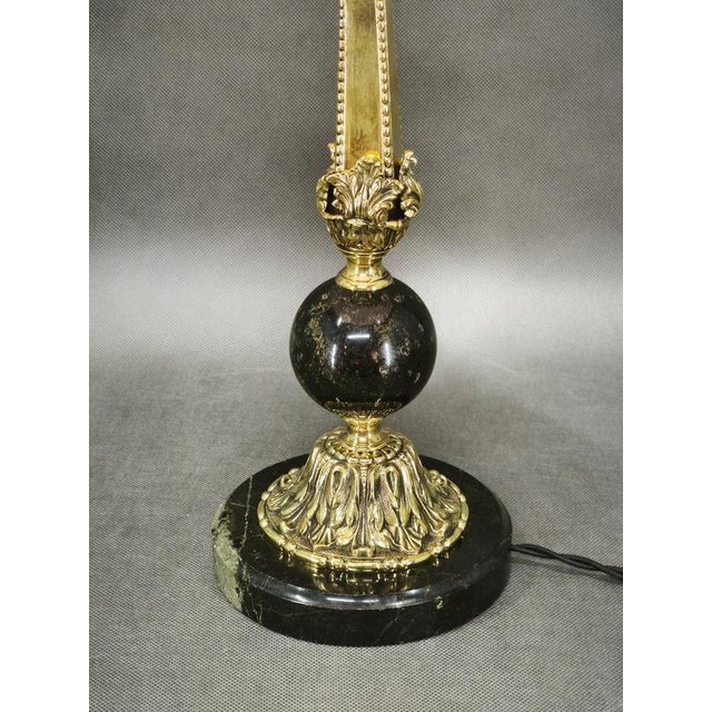 Art Nouveau French Brass, Marble and Opaline Glass Table Lamp, 1920s For Sale - Image 10 of 12