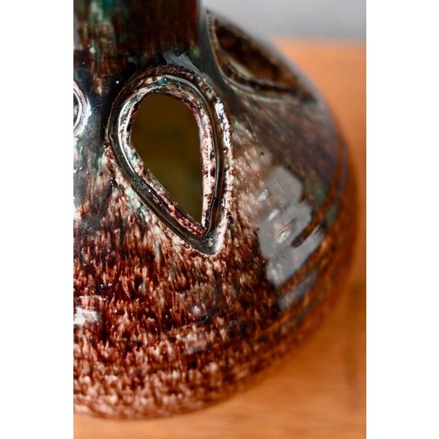Accolay Openwork Ceramic Ball Vase in Turquoise Glazed, 1960s For Sale - Image 3 of 9