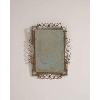 Art Deco Brass Mirror, Antique, France, Circa 1930 For Sale
