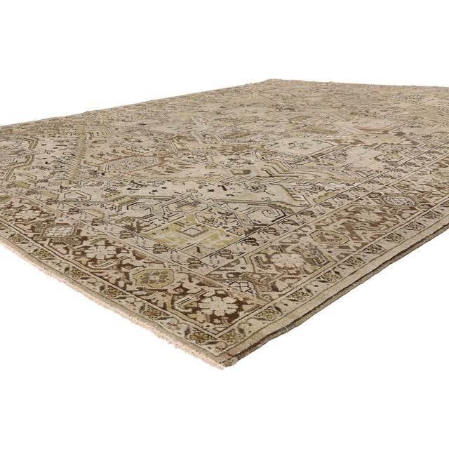 54105 Antique Persian Heriz Rug, 09'03 x 12'00. Architectural Harmony: An Antique Persian Heriz Masterpiece of Distinction...