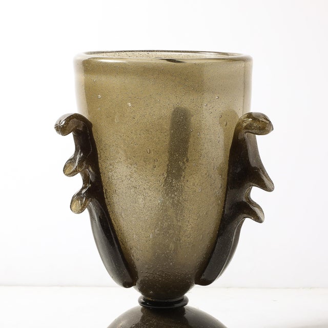 Pair of Mid-Century Sculptural Hand-Blown Smoke Murano Bullicante Glass Uplights For Sale - Image 17 of 17