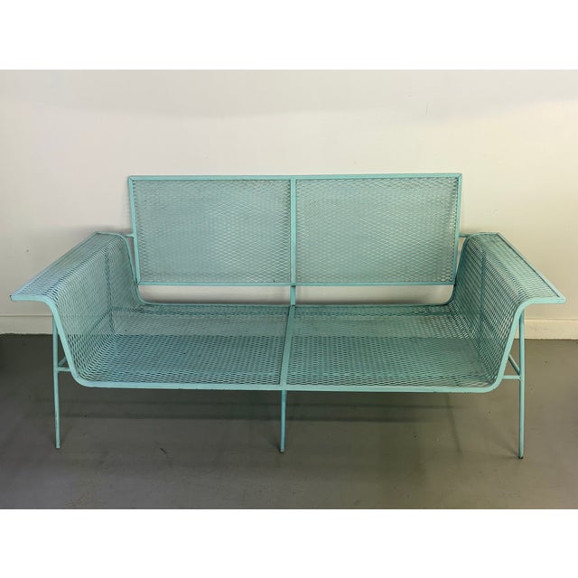 Mid-Century Modern Mid-Century Modern Metal Mesh Settee in the Style of Russell Woodard For Sale - Image 3 of 8