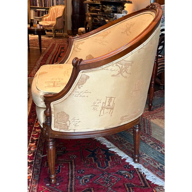 French Louis XVI Style Bergere Armchair. For Sale - Image 15 of 16