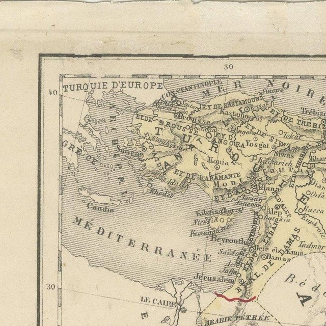 Black Antique Map of Turkey in Asia, Arabia, and Afghanistan by Hachette, 1860 For Sale - Image 8 of 12