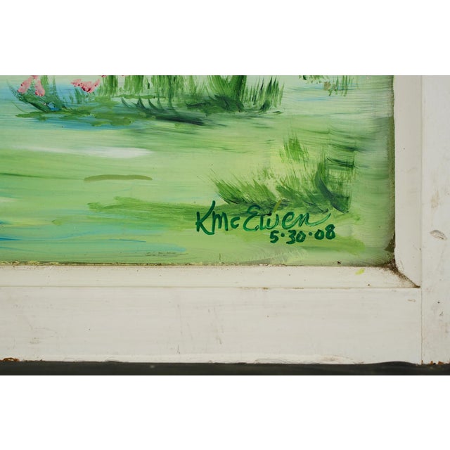 Hand Painted Landscape Reclaimed Window Wall Art For Sale - Image 11 of 16