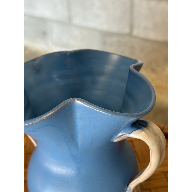 Ceramic Gabriel Burmeister Handled Blue and White Earthenware Vase, Sweden, 1930s For Sale - Image 7 of 10