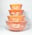 1970s Pyrex “Autumn Harvest (Wheat)” 4-Piece Orange Glass Mixing Bowl Set 401-04 Overall good vintage condition. No chips,...