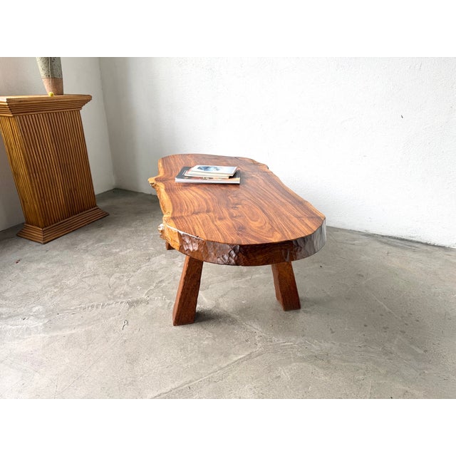 1970s Vintage French Brutalist Coffee Table in Walnut, 1970s For Sale - Image 5 of 18