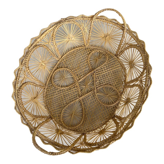 Mid 20th Century Vintage Tenerife Lace Basket For Sale