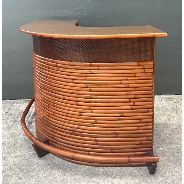 Mid-Century Modern Vintage Bent Rattan Boomerang Dry Bar For Sale - Image 3 of 12