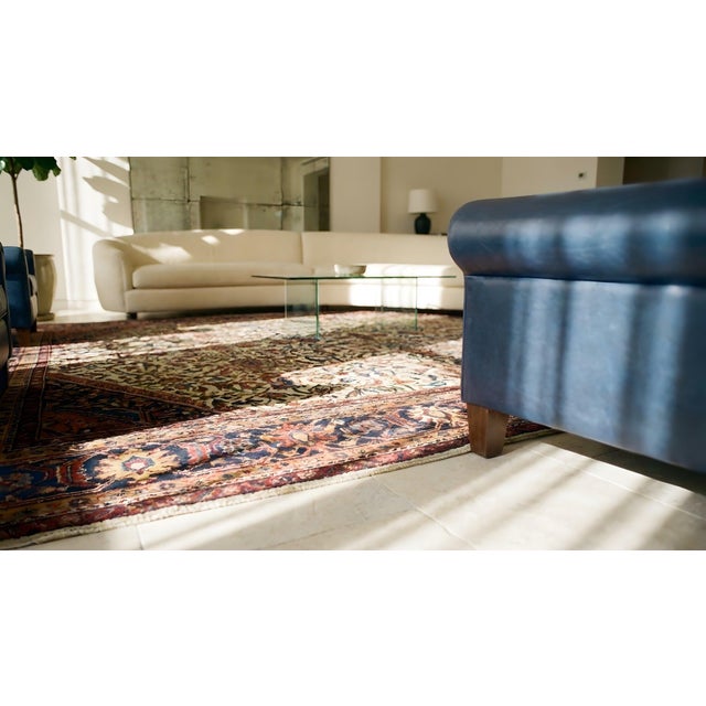 Stunning Ivory Open Field and Allover Design Sultanabad Style Antique Persian Rug For Sale - Image 14 of 15