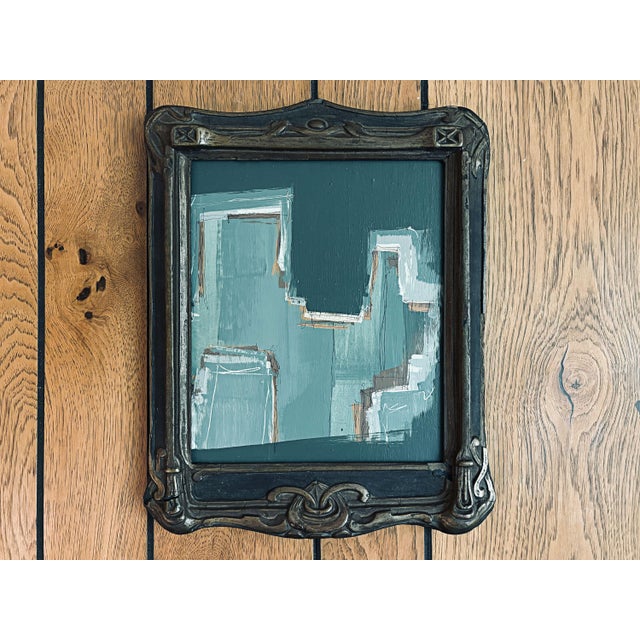 Paint “Cabin Fern" Green Abstract Art in Antique Frame, Transitional Living Room Art by JTS For Sale - Image 7 of 10