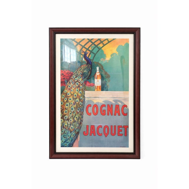 Pair of Vintage French Art Deco Advertising Posters — “Cognac Jacquet” & “Valencia” Aperitif — Large Framed Wall Art Set For Sale In Los Angeles - Image 6 of 8