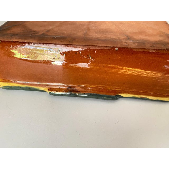Brown Earthenware Oven Dish with Flower Decoration, 1960s For Sale - Image 8 of 9